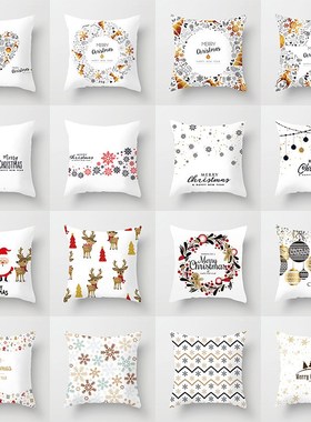 White Christmas Pillow Case Xmas Tree Happy New Year Snowfla