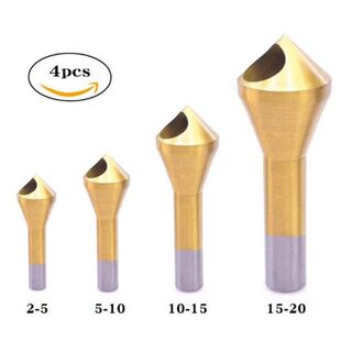 4Pcs Countersink Deburring Bit Set HSS Titanium Coated Chamf