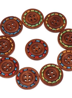 10pcs/lot 25mm Retro Series Wood Buttons 适用于 Handwork Sew