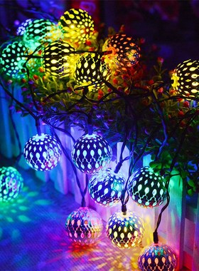 Led Light String Battery USB Power Hollow-out Moroccan Balls