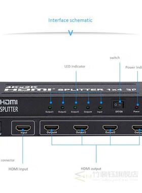 4Kx2K3D 1X4 HDMI Splitter By 1Port To4 HDMI Display Duplicat
