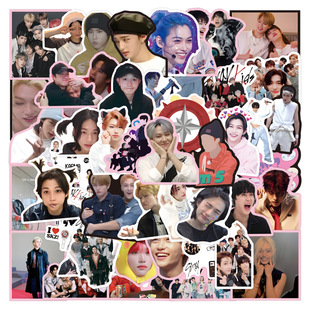 韩国男子演唱组合Stray Kids明星贴纸行李箱吉他滑板车行李箱贴纸