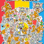 搞笑动画猫和老鼠可爱卡通行李箱贴纸手机电脑水杯滑板车装 饰贴画