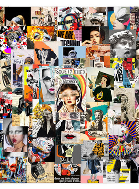 50张欧美艺术撕裂拼接涂鸦贴纸手机壳吉他摩托车创意复古防水贴纸