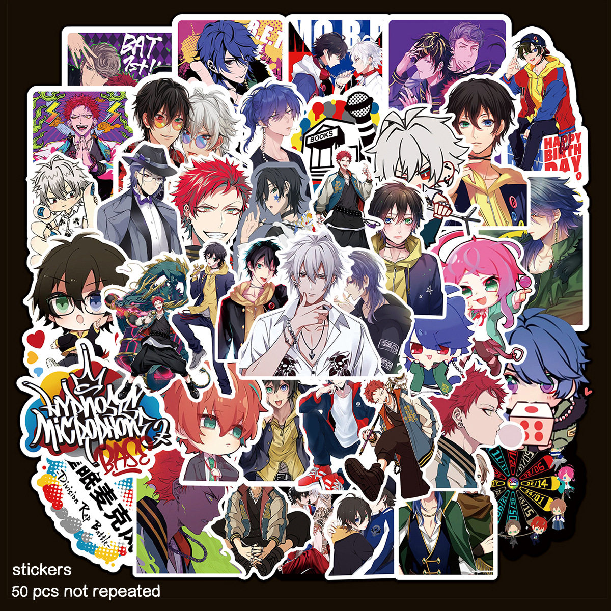 50张日漫歌王催眠麦克风贴纸个性可爱卡通手账笔记本水杯汽车贴纸