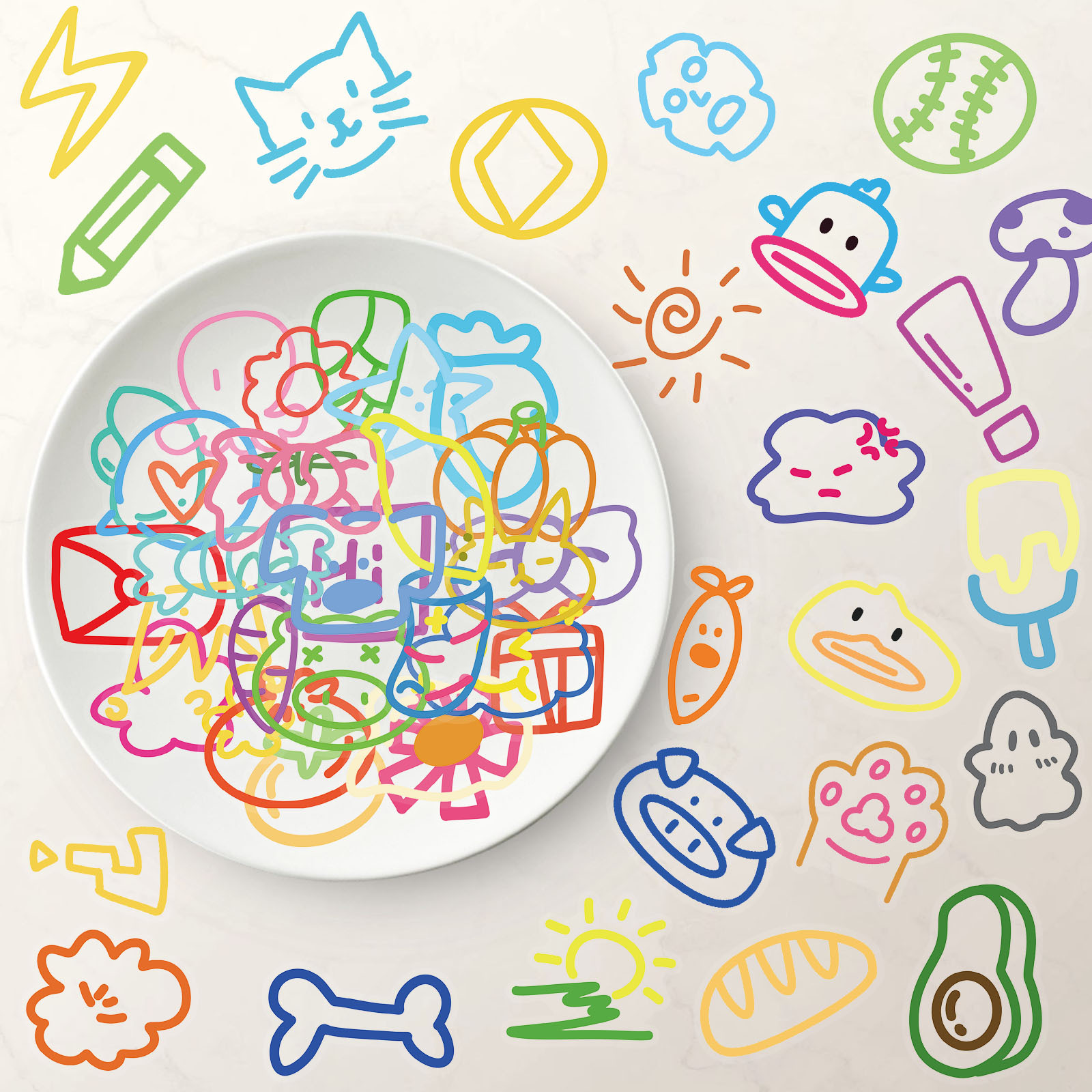 透明多巴胺小元素简约小清新贴纸