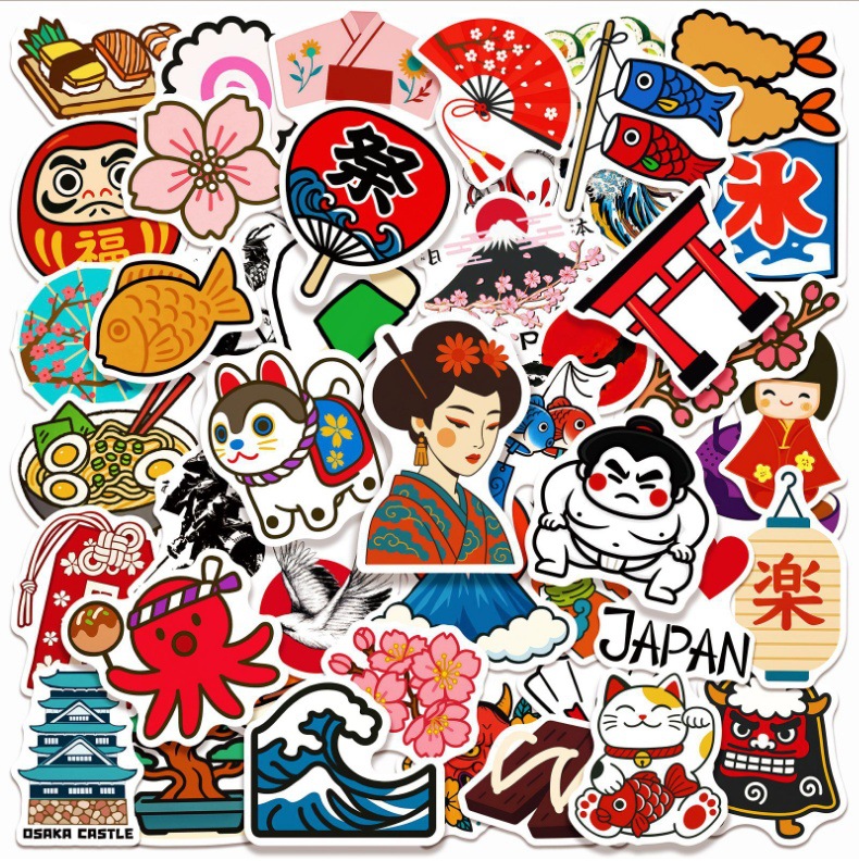 日本特色传统文化元素标志贴纸