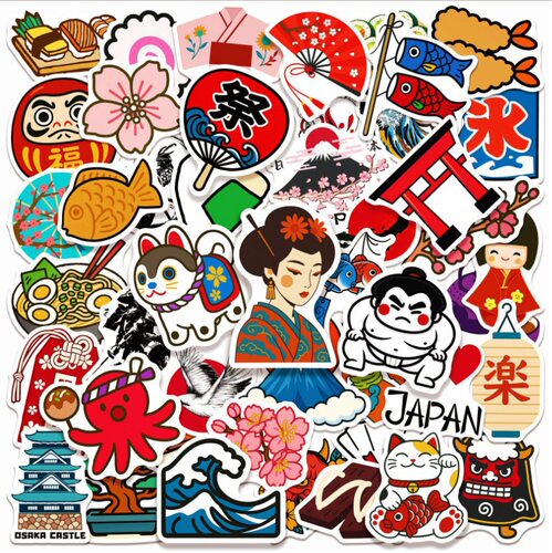 日本特色传统文化元素标志贴纸