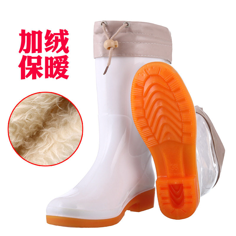 3531女士中筒加绒保暧雨鞋612劳保鞋中帮棉雨靴三防胶鞋厂家直销图片