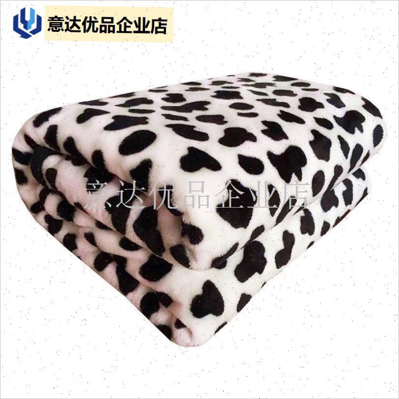 豹纹空调毯法兰绒加厚q床单单件法莱绒毛毯珊瑚绒单人双人炕单,