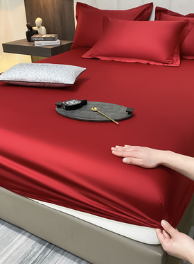 长绒棉床笠单件纯棉100全棉红色席梦思床垫套全包床罩保护套防尘