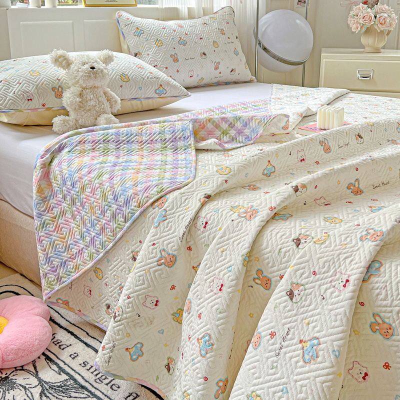 A类定制双面纯棉床盖三件套加厚四季通用儿童榻榻米床单全棉炕单