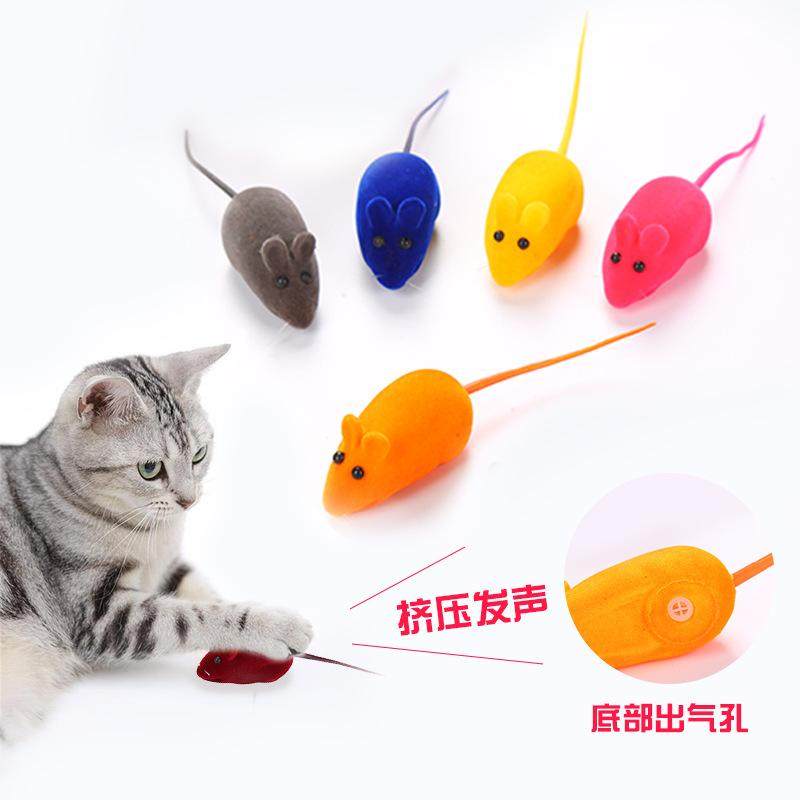 逼真小老鼠逗猫解闷神器猫玩具小老鼠仿真植绒毛小老鼠发声玩具
