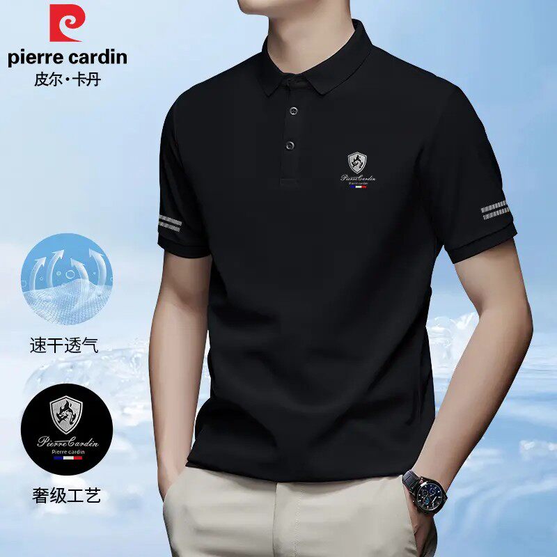 皮尔卡丹纯棉短袖男t恤2025新款中年翻领夏季休闲高端半袖polo衫