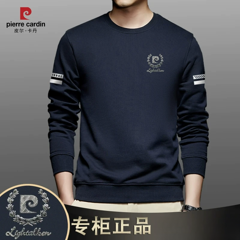 皮尔卡丹圆领卫衣秋冬休闲男士长袖套头宽松休闲高档男装P117