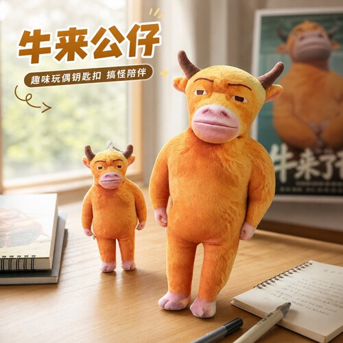 牛来抽象毛绒公仔挂件玩偶