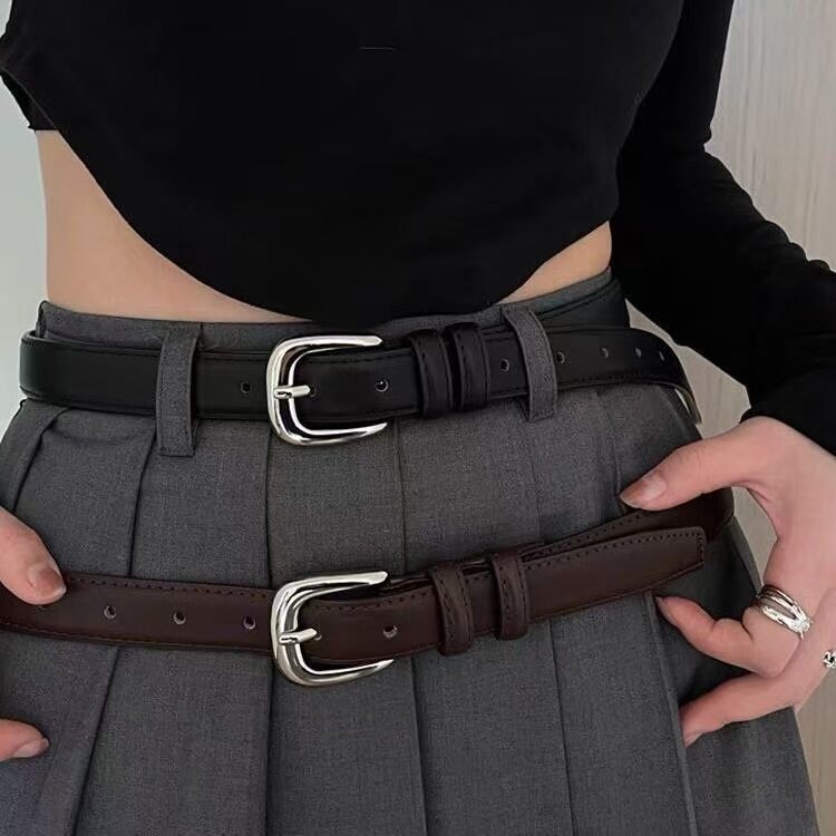 新款女士腰带经典款银方扣皮带韩版ins风简约百搭牛仔裤短裙港风