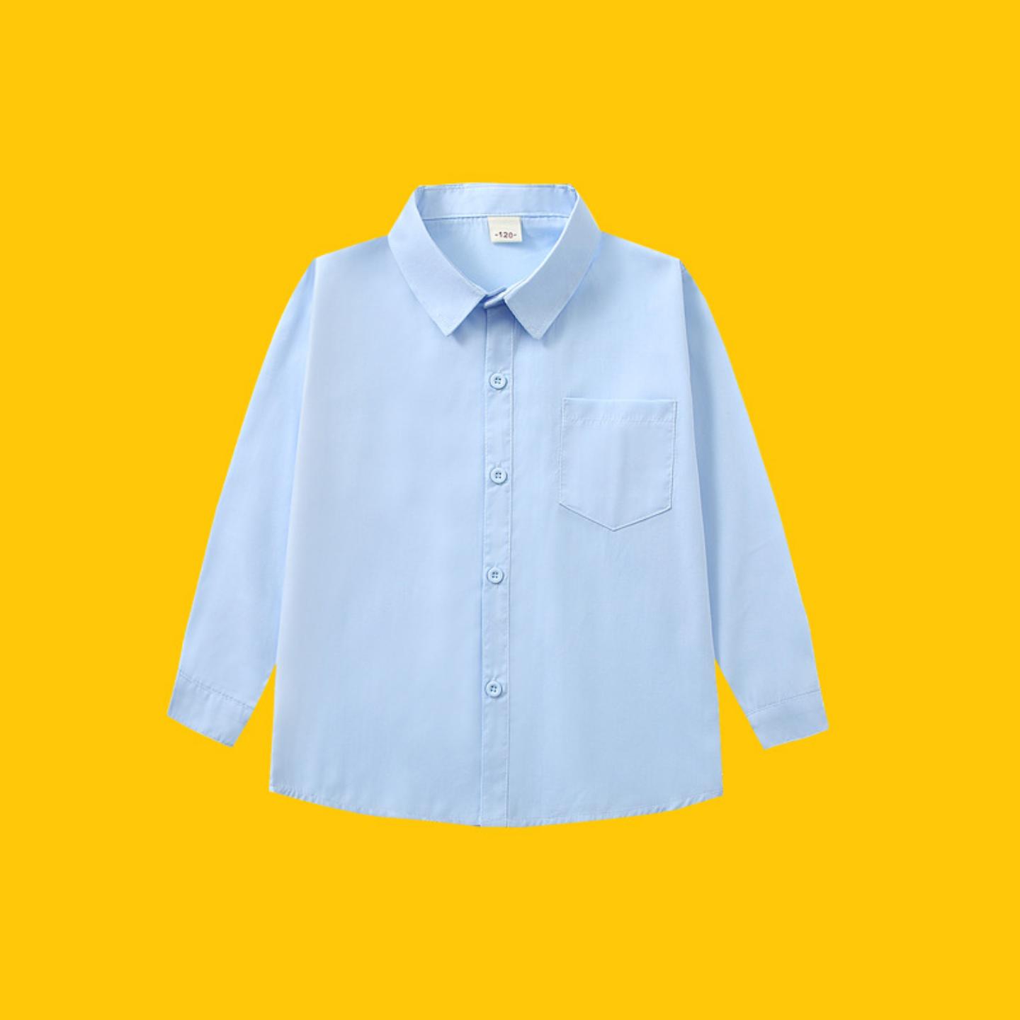 儿童蓝色校服衬衫|男童演出合唱