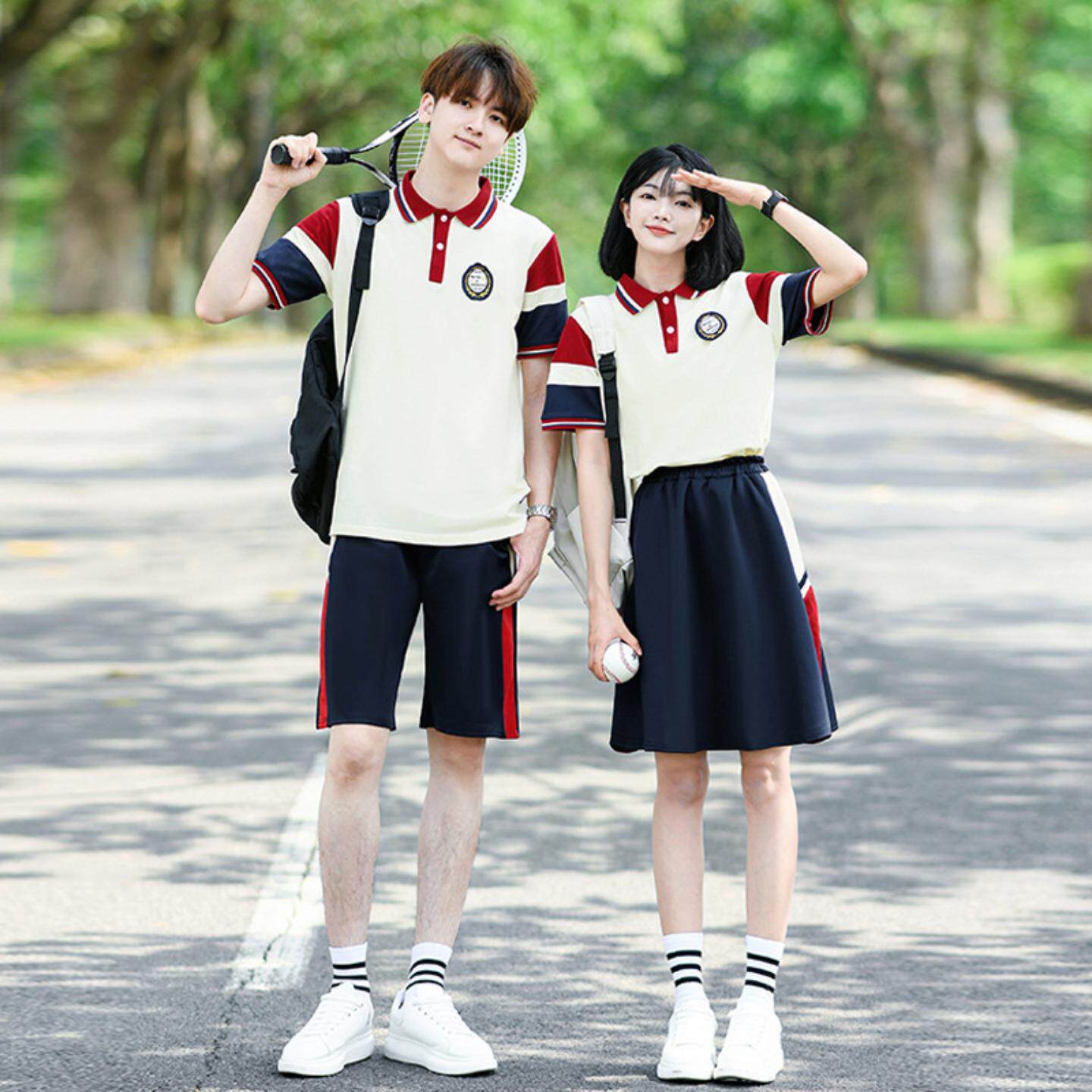 初中生夏季学院风班服套装短袖+