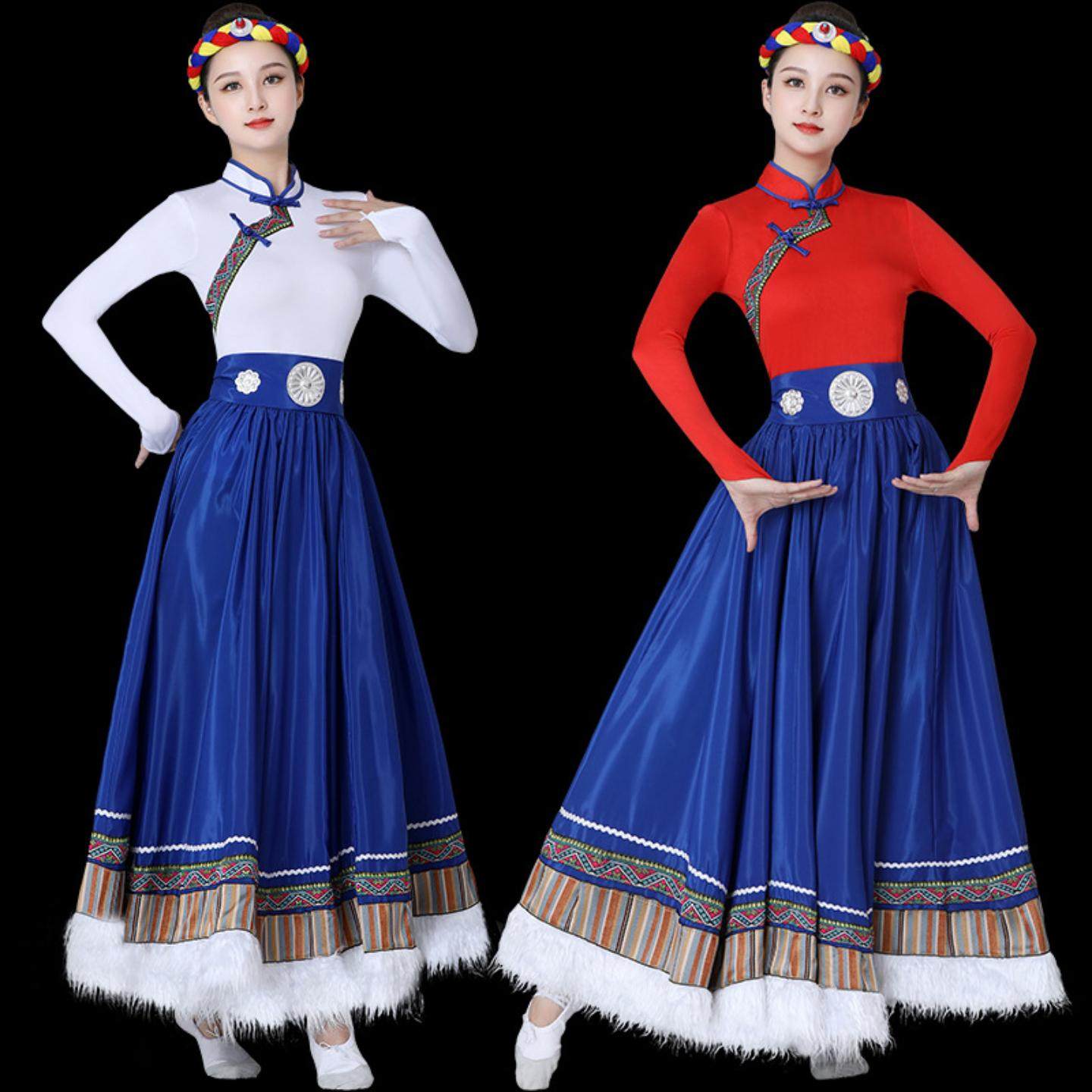 新款藏族舞蹈演出服装大摆裙广场舞藏族舞蹈半身裙练习裙上衣艺考,运动/瑜伽/健身/球迷用品,藏族舞服,淘宝优惠券,粉丝福利购,淘宝优惠卷