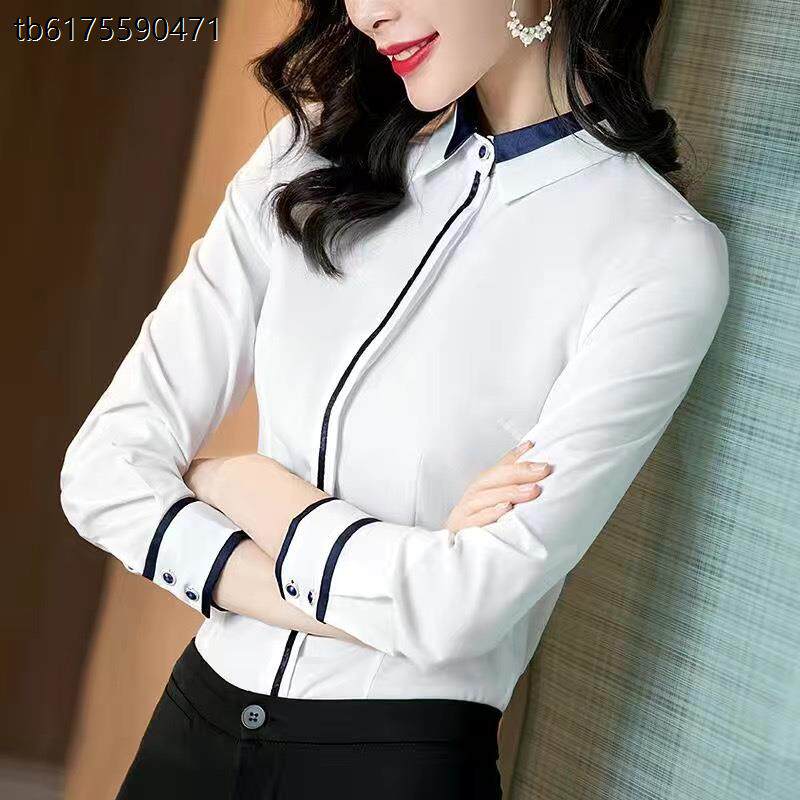 营业厅白衬衫女长袖春装2024新款职业工装衬衣女士上衣酒店工作服