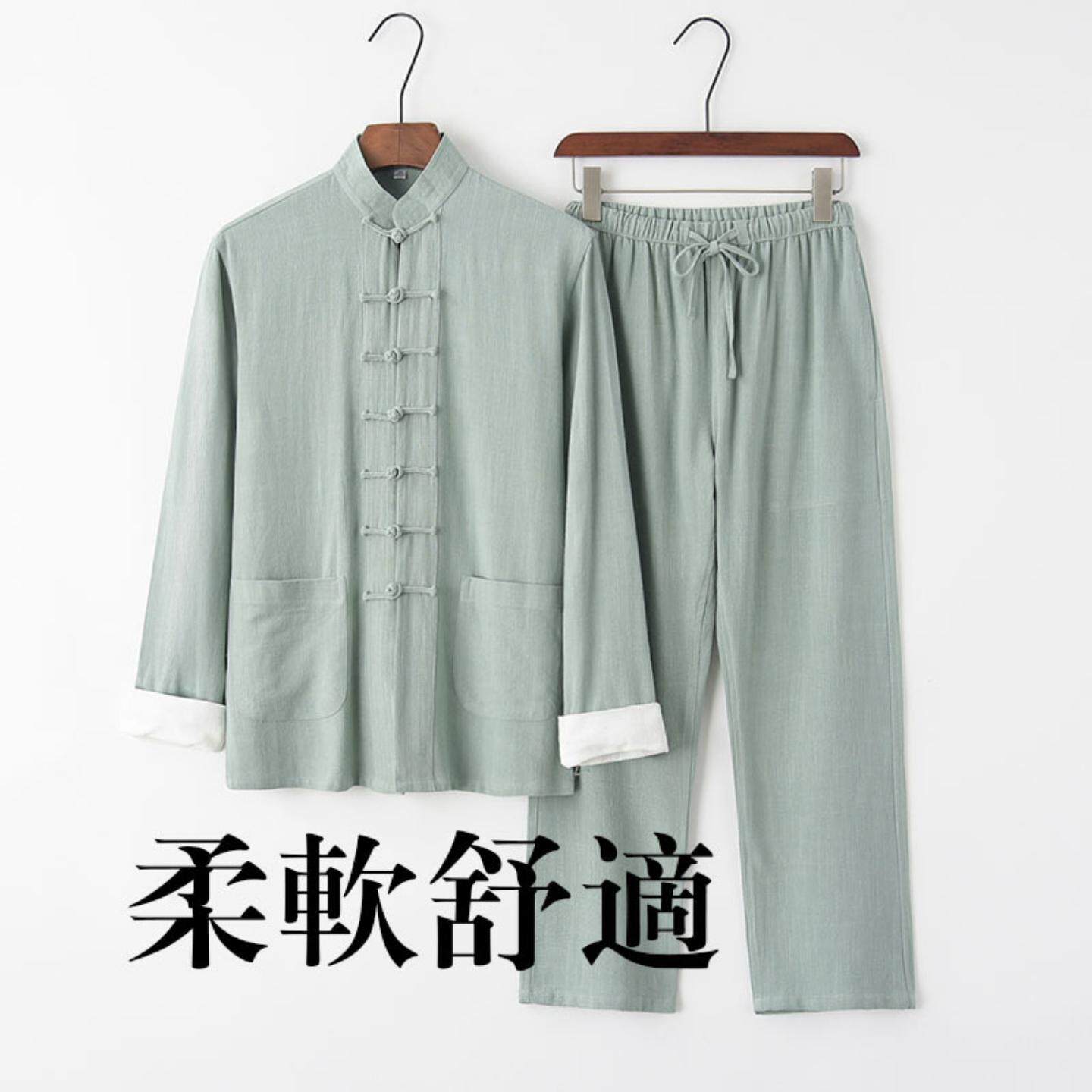 中国风男装亚麻中式唐装男外套