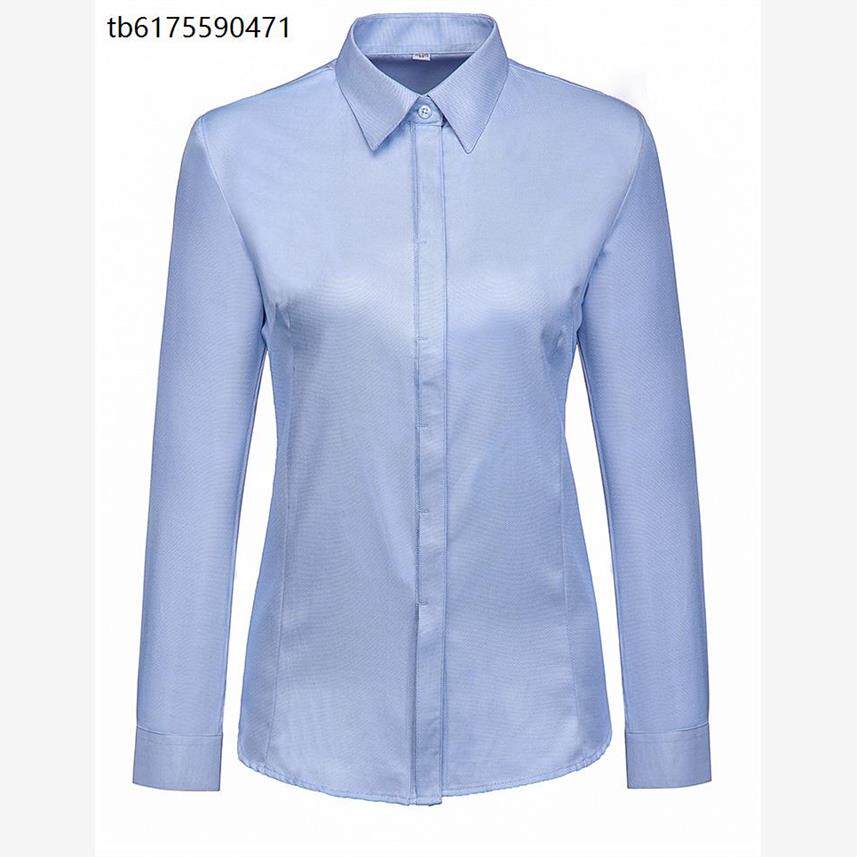业农工作服女蓝色长衬衫