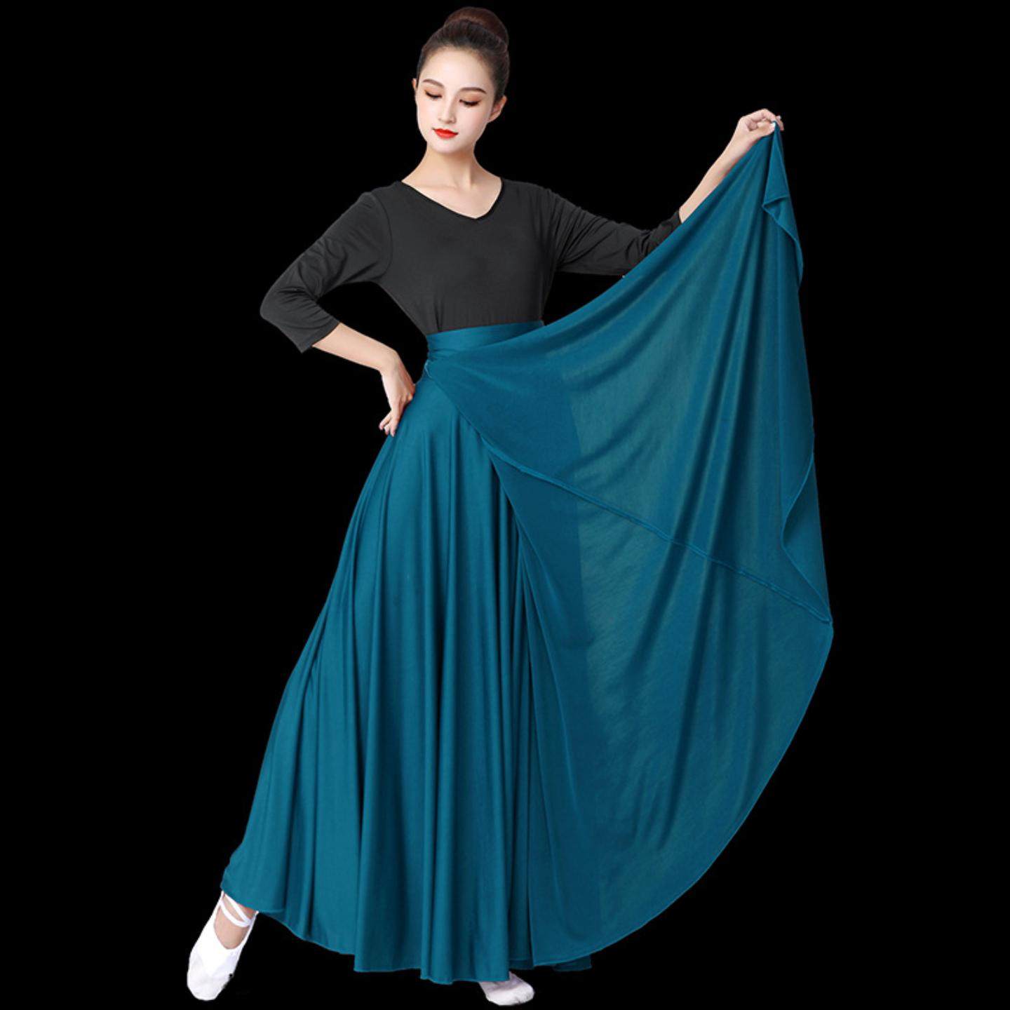 蒙古族藏族民族舞蹈练习裙新疆舞蹈服一片式系带大摆裙女艺考长裙,运动/瑜伽/健身/球迷用品,新疆舞服,淘宝优惠券,粉丝福利购,淘宝优惠卷