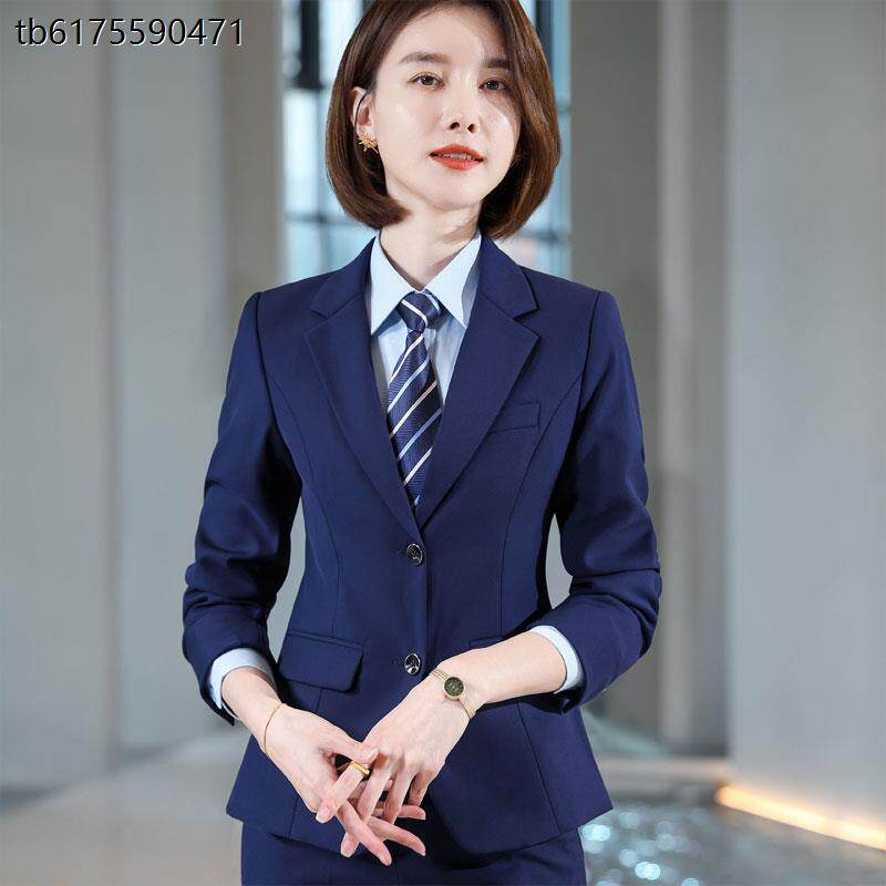 职业西装套装蓝色工装酒店4S店经理工作服售楼部气质修身男女同款