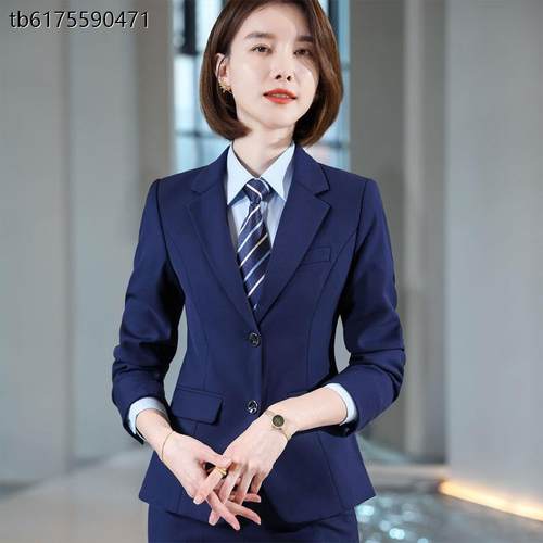 职业西装套装蓝色工装酒店4S店经理工作服售楼部气质修身男女同款