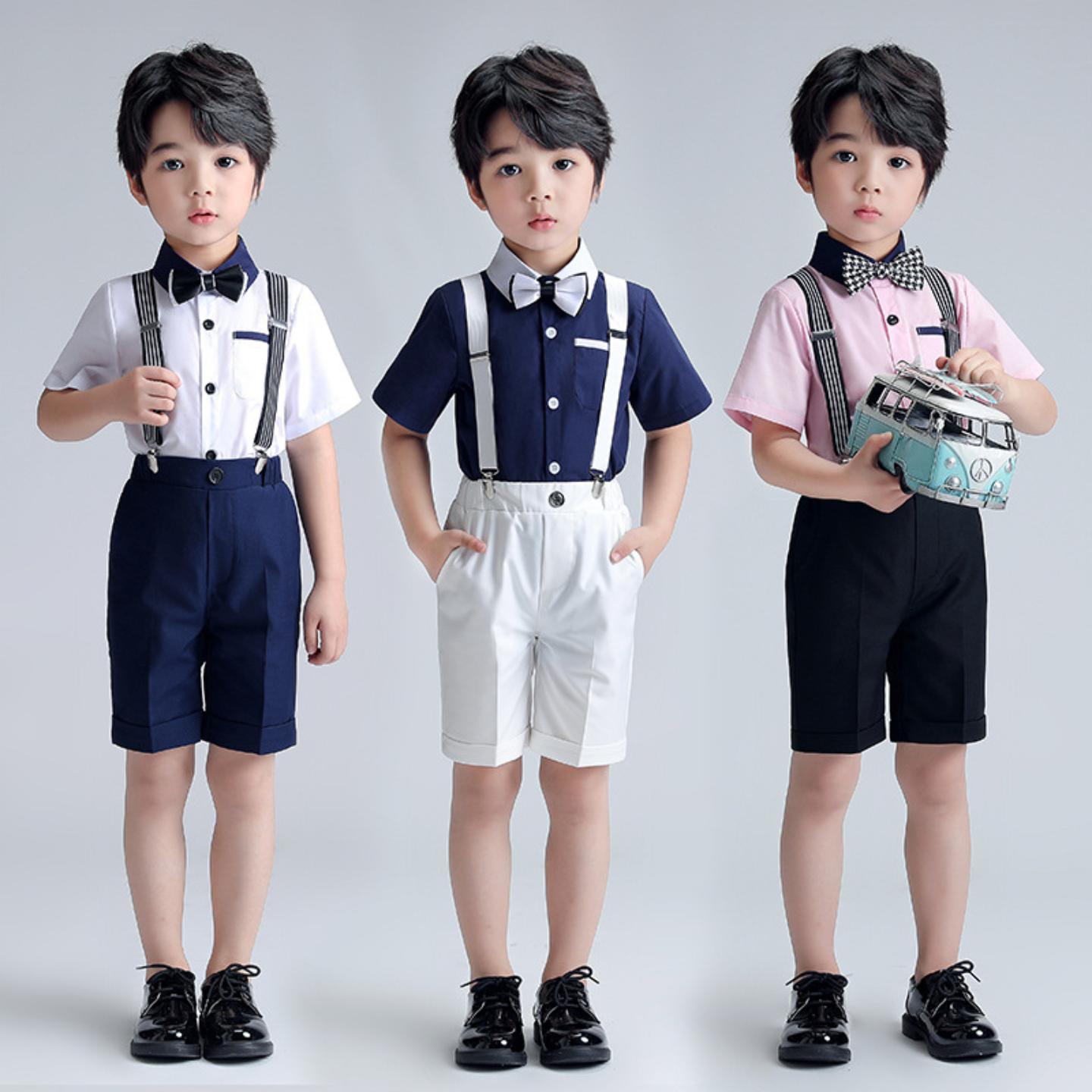 儿童夏季演出服男童背带裤|合唱