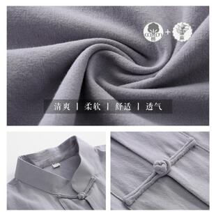 中国风棉麻唐装男夏季薄款短袖套装中式大码青中年复古风居士汉服