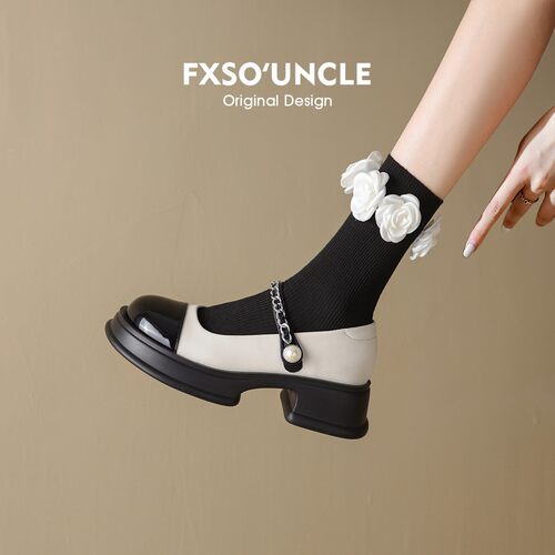FXSO方巷厚底珍珠链条玛丽珍鞋女