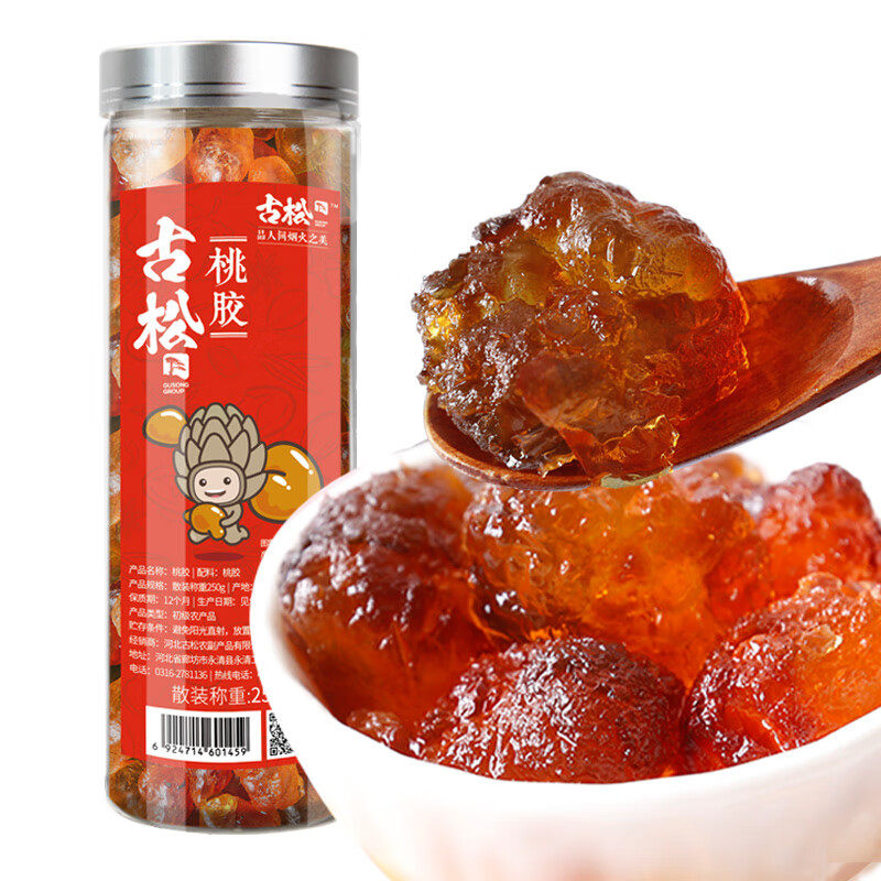 古松干货 桃胶250g 桃花泪桃树胶银耳莲子百合羹食材 二十年品牌图片