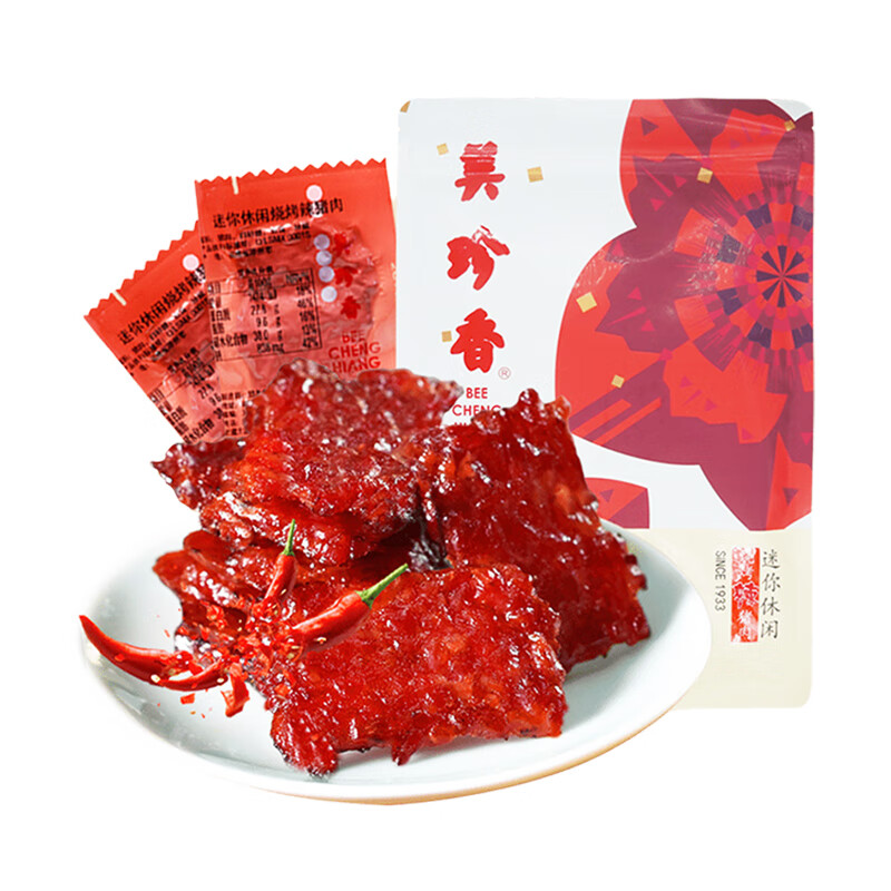 美珍香（BEE CHENG HIANG）迷你休闲烧烤辣猪肉100g 猪肉脯肉干类