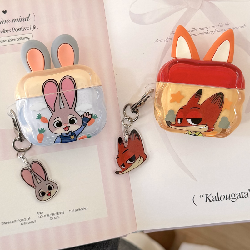 立体耳朵狐狸兔子适用AirPodsPro苹果无线蓝牙耳机壳airpods1/2代个性苹果4代airpods3代双层IMD4代波浪防摔