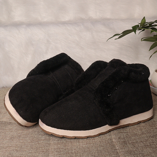 湖北恩施手工棉鞋老式系带男女冬季加绒保暖平底防滑中老年人棉鞋