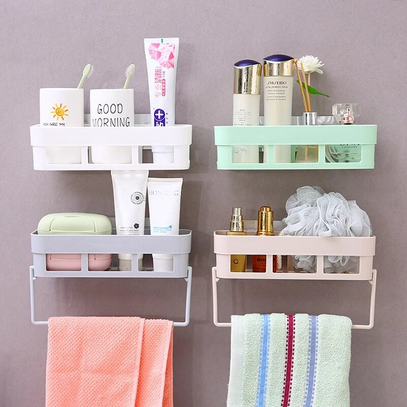 卫生间置物架塑料置物架免打孔厕所吸壁式无痕粘贴卫浴收纳三角架