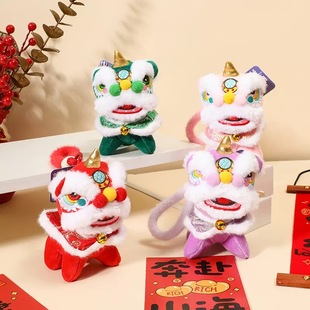 国潮醒狮毛绒挂件新年喜庆舞狮毛绒玩具公仔装饰娃娃送礼玩具