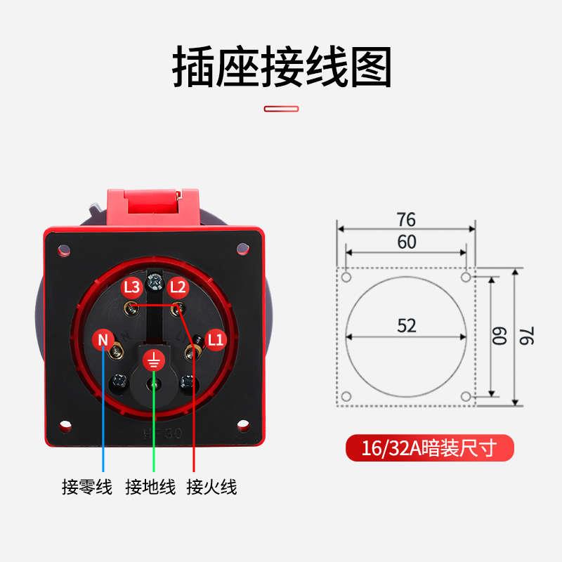 新型IP67工业插头防水明装插座航空连接器3/4/5芯16A/32A三相380V