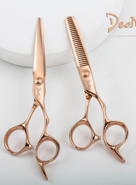 刀磨剪刀DAOMO美发专业玫瑰金综合剪6寸平剪牙剪15%无痕打薄剪440