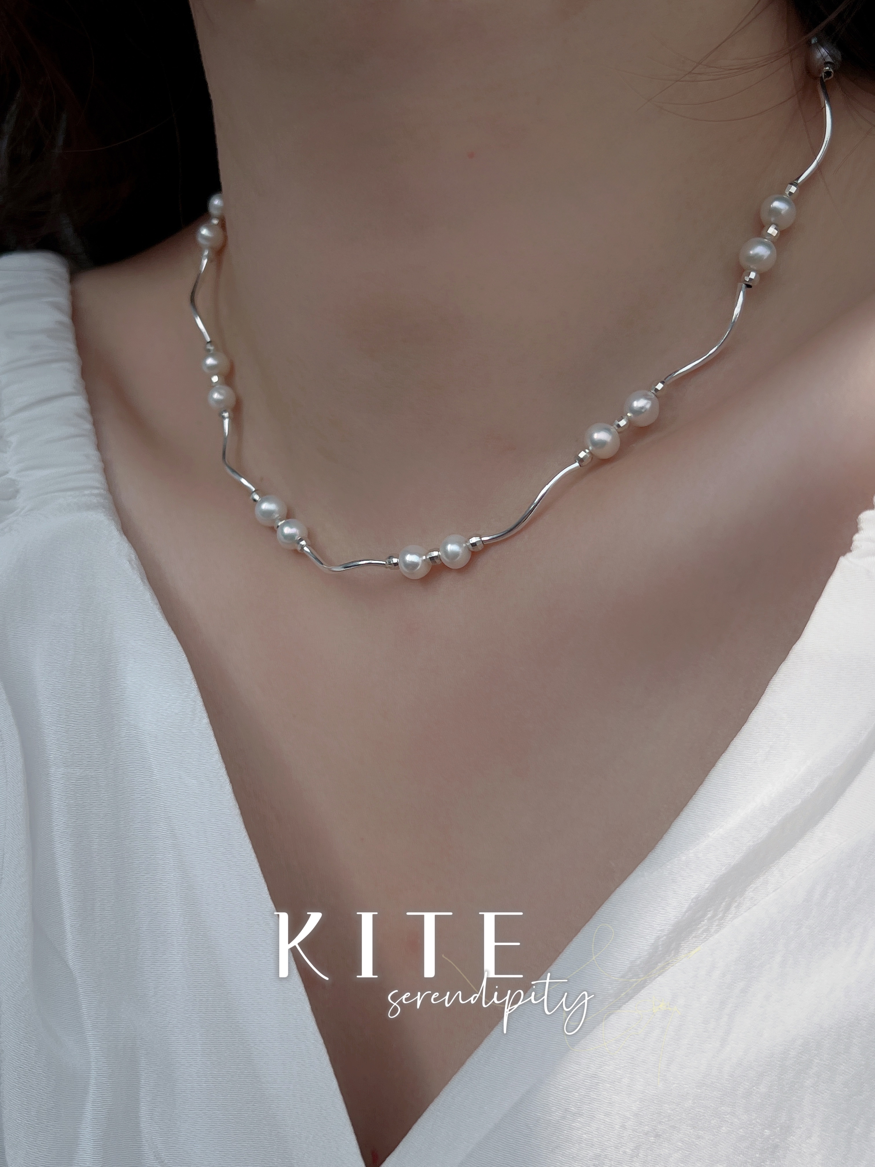 原创轻奢法式浪漫S925纯银强光天然淡水珍珠项链女锁骨链礼物