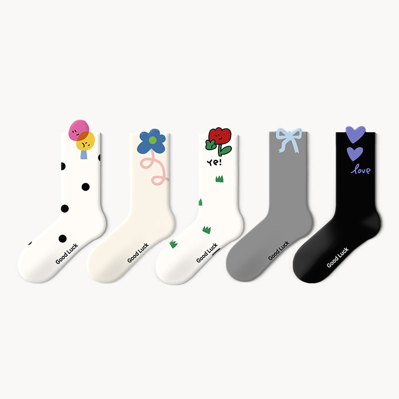2025新款爆款花朵袜子夏女ins潮春秋中筒袜外穿防滑袜子