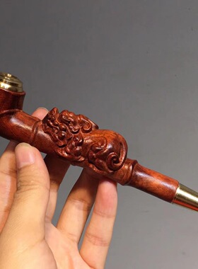 实木烟斗男士传统老式烟嘴锅烟杆金丝楠木送男友老公长辈礼物