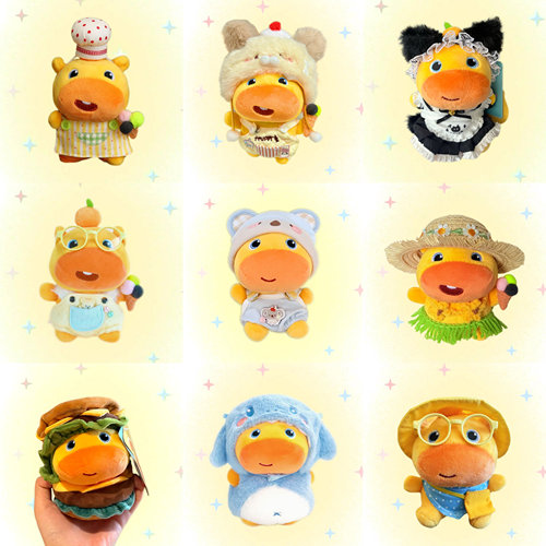 水豚噜噜可爱娃衣10cm娃衣麦当劳围裙帽子玩偶棉花娃娃挂件衣服