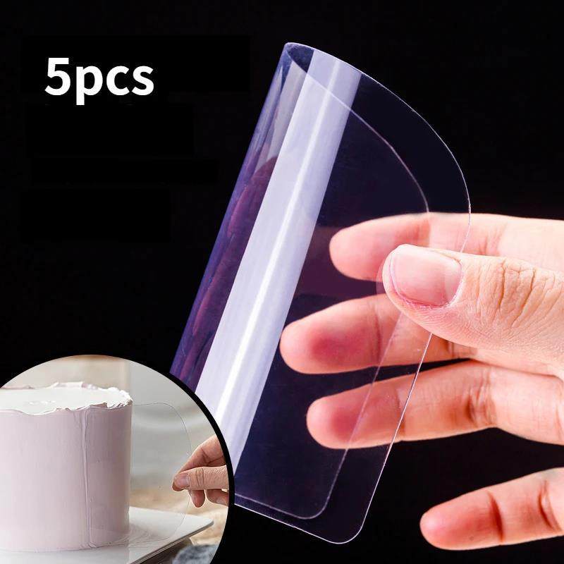 5pcs/lot Transparent PET Cake Cream Scraper Soft Dough跨境专