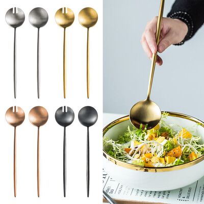 2Pcs/set Service Dinnerware Gilded Salad Serving Spoon跨境专