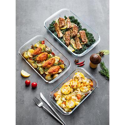 Microwave oven gratin oven glass plate rectangular baking