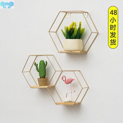 Wall Mounted Hexagon Shelf Handicraft Display Rack Floating