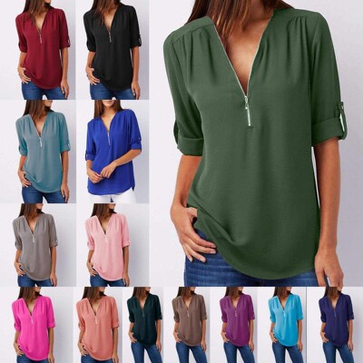 2019Summer Chiffon Blouse Tops For Women Ladies Shirts衬衫